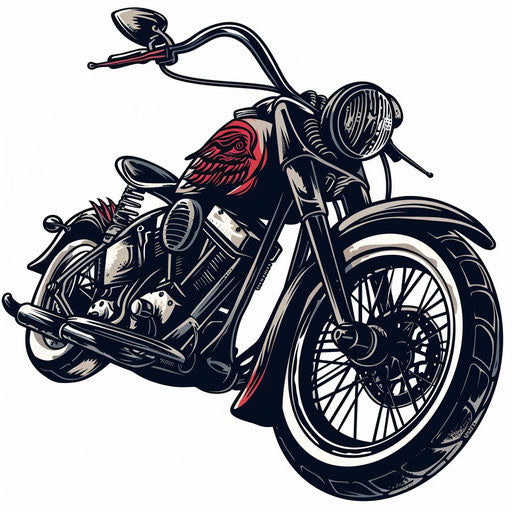 Vintage motorcycle tattoo design in traditional American style