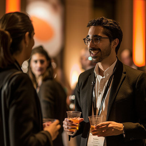 Professional networking at a corporate event
