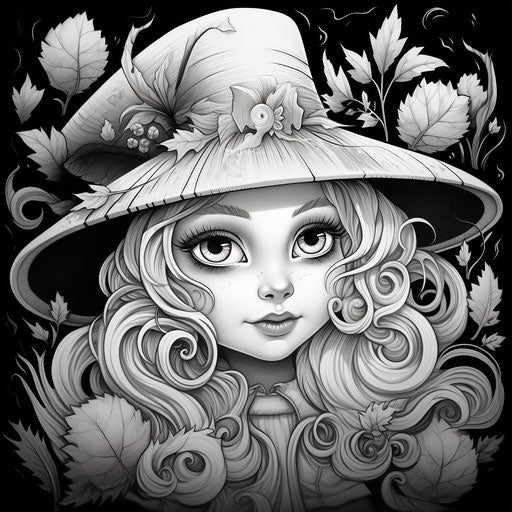 A cute witch coloring book for Halloween