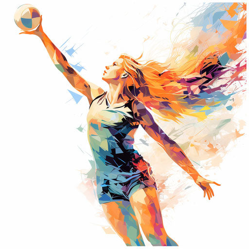 Volleyball clipart in the style of Impressionistic Art, on a white background