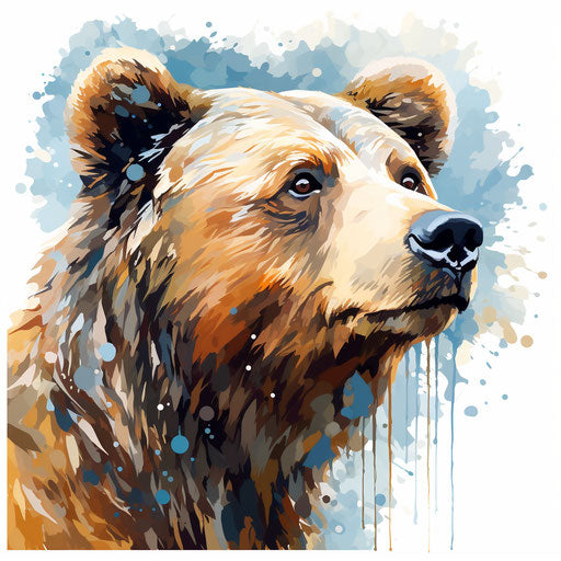 Bear clipart in the style of Impressionistic Art, on a white background