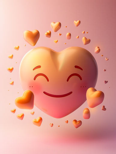 Heart Emoji with Pink and Amber Hearts