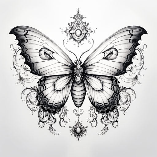 Black and white drawing of butterfly moth for stoic books