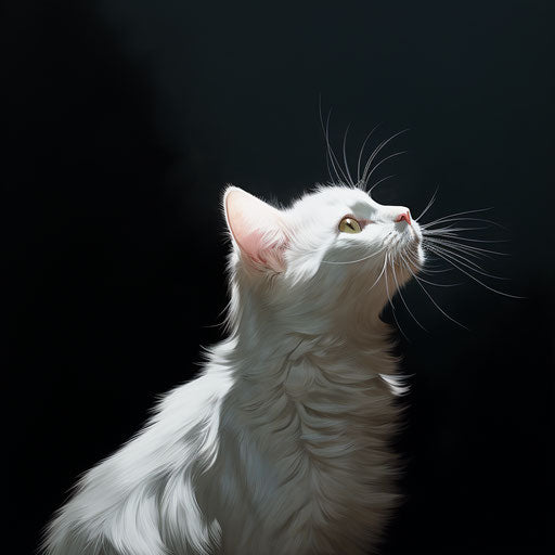 White cat in profile