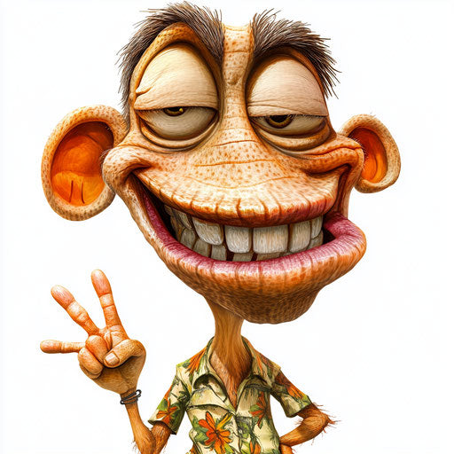 Humorous caricature of safari animals with human characteristics