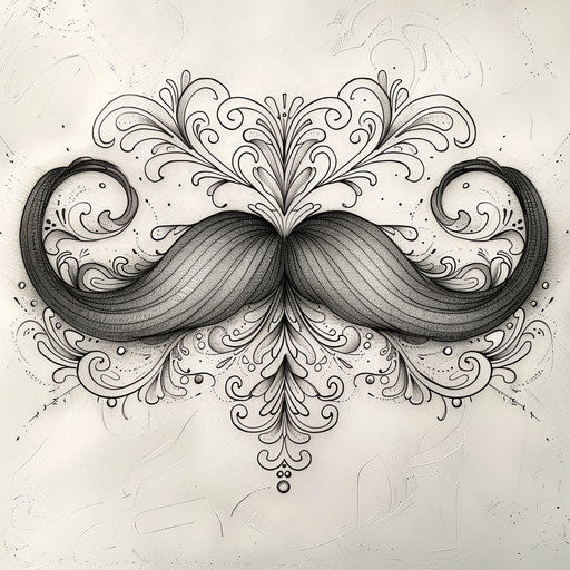 Retro tattoo sketch of a mustache inspired by 1920s style with detailed line work