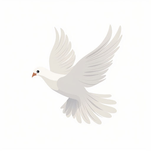 Dove illustration in the minimalist style, on white background