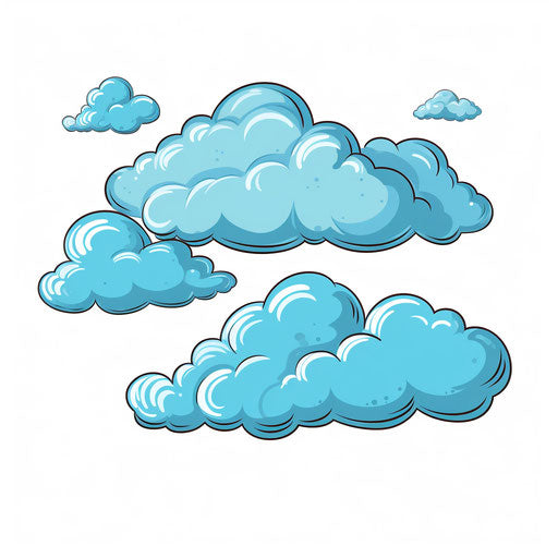Cartoon clouds in Minimalist style, on white background
