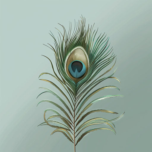 Peacock Feather on Olive Background with Soft Gradients