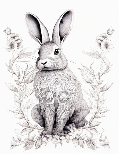 Drawing of rabbit in contemporary patterns