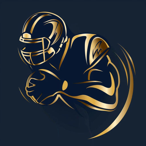 Sleek navy and gold football logo design with background