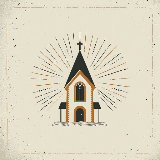Vintage church logo with elegant fonts and a muted palette