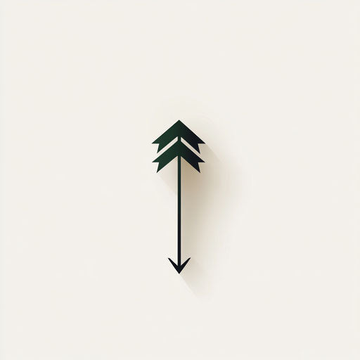 Stylized arrowhead logo with elegant typography in green and black
