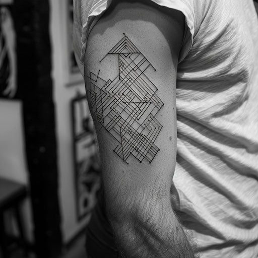 Geometric fine line tattoo
