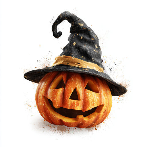 Festive Halloween Pumpkin with a Witch Hat