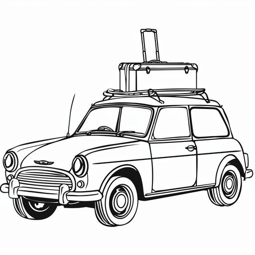 Family car with luggage on the roof