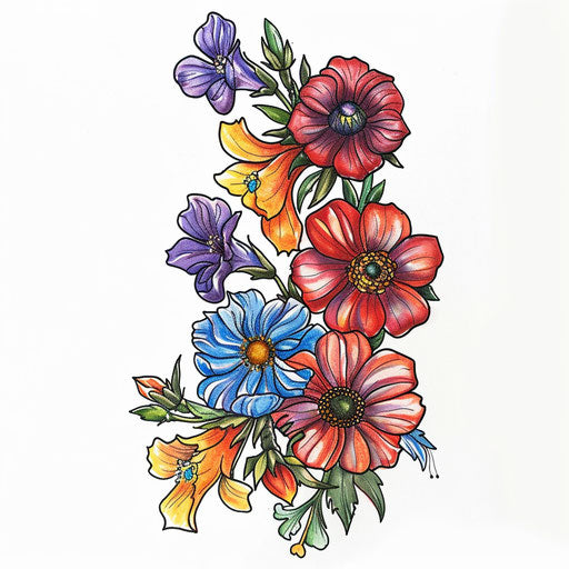 Birth flower bouquet with cosmos and snapdragons