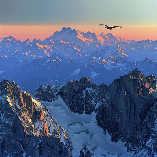 The Alps with an eagle soaring above