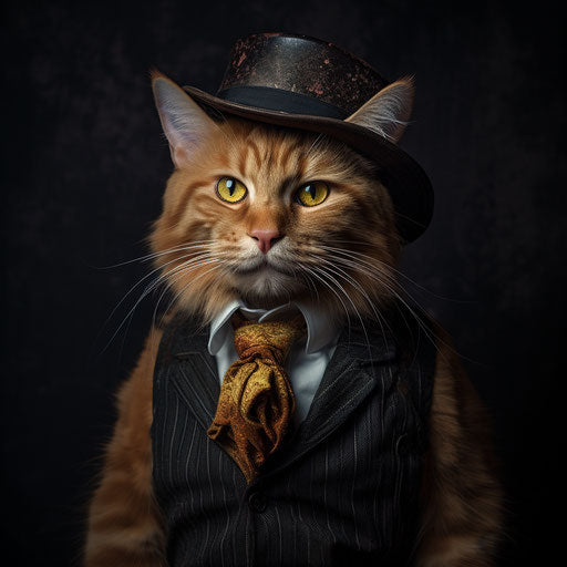 Ginger cat dressed as a man