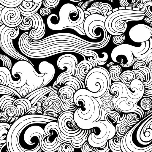 Intricate cloud patterns. Coloring book page
