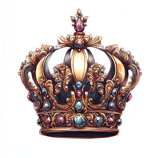 Elegant royal tattoo sketch with ornate crown and jewels