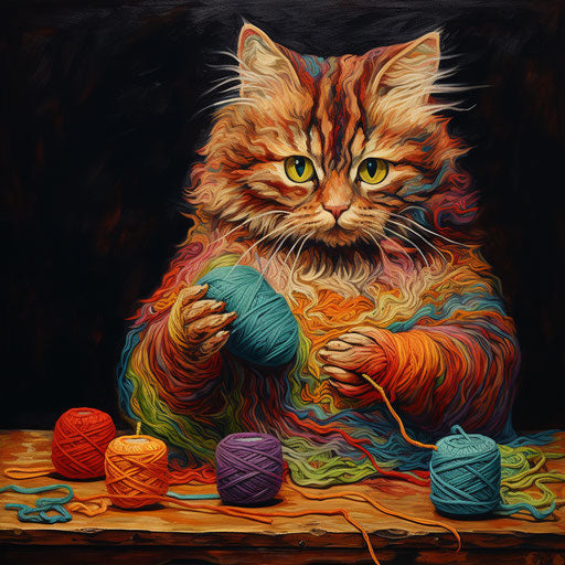 Cat playing with yarn