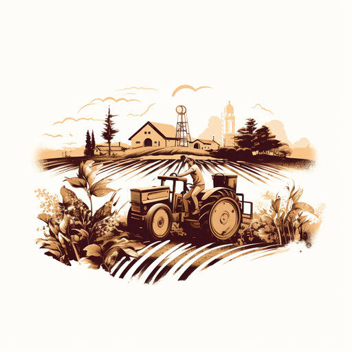 Agriculture clipart in the style of Chiaroscuro Art, on a white background