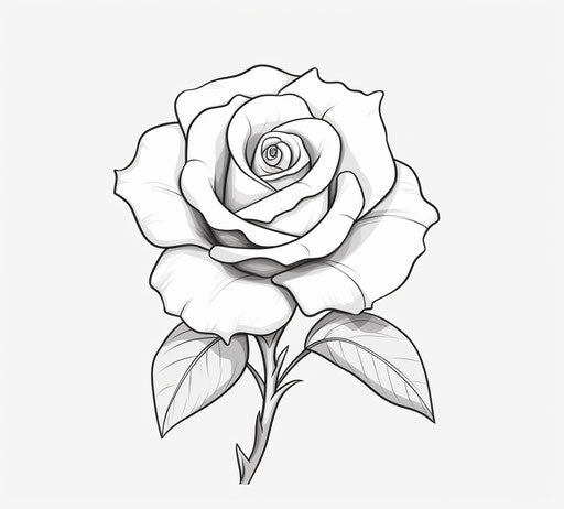 Black and white rose tattoo design, clean and sharp style