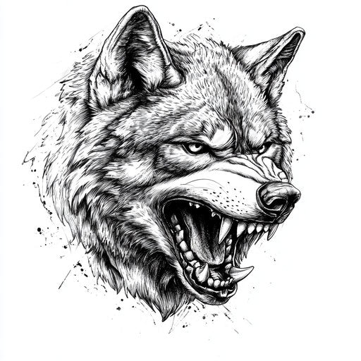 Wolf tattoo sketch on white background