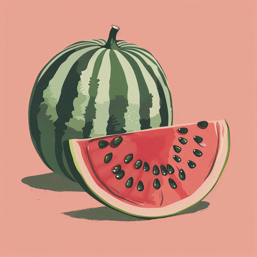 Realistic watermelon on dusky rose background