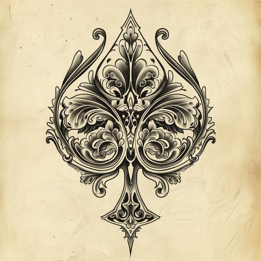 Vintage spade tattoo sketch