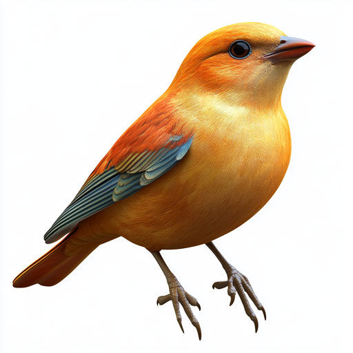 Realistic 3D bird on flat white background, isolated clipart