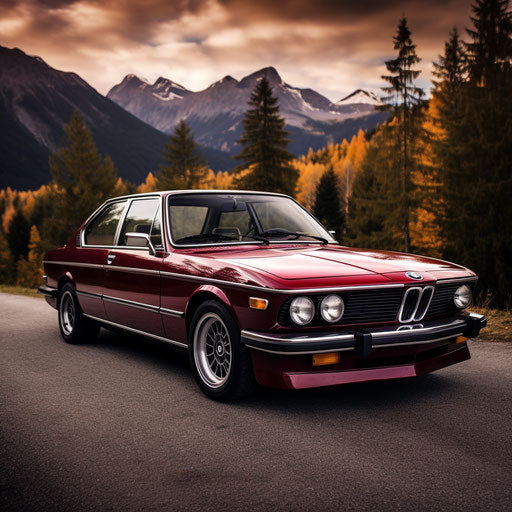 Classic BMW car in Burgandy