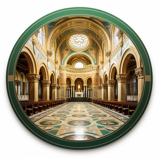 Round sticker of St Joseph's Basilica of St Jesus