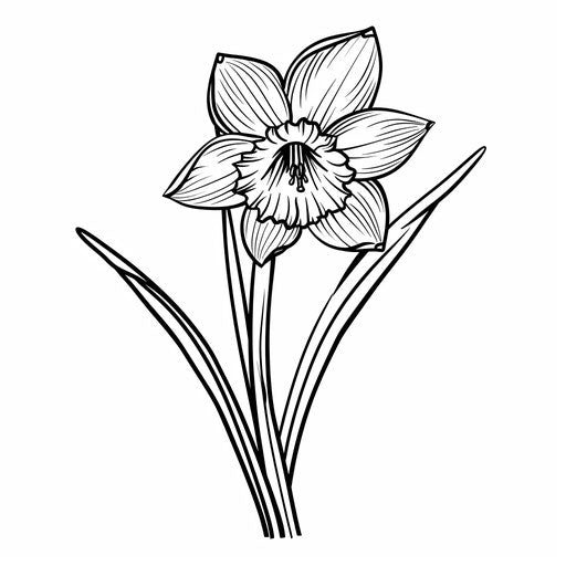 Minimalist clipart style flat tattoo of a daffodil