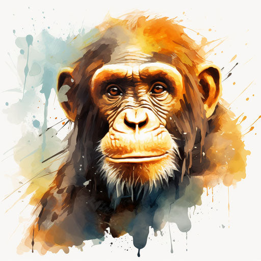 Monkey illustration in the style of oil painting on white
