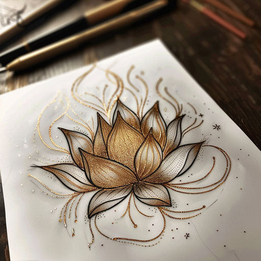 Elegant glimmer lotus flower tattoo sketch