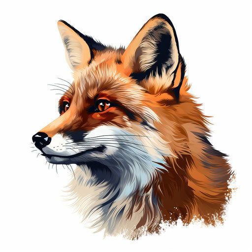 Fox artwork in the Chiaroscuro Art style on a white backdrop