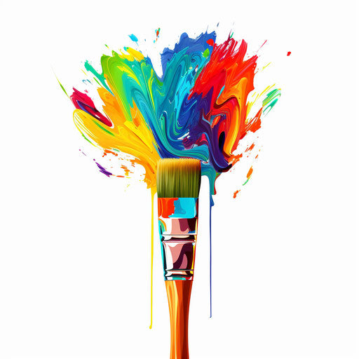 Minimalist style paint brush illustration on white background