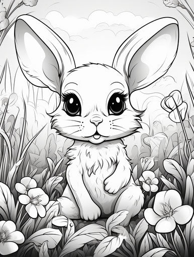 Cute bunny coloring pages Easter cute baby rabbit