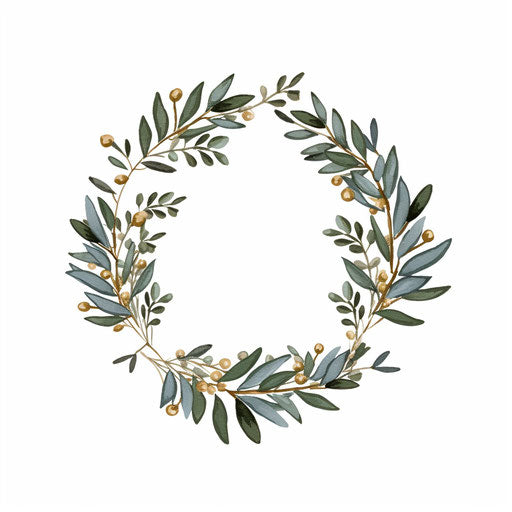 Minimalist Christmas wreath on white background
