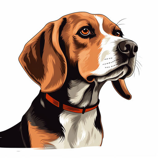 Minimalist style illustration of beagle on white background