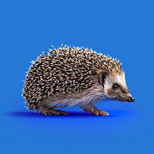 Realistic hedgehog on royal blue background