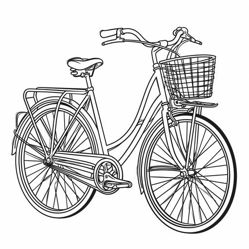 Bike with basket, coloring page