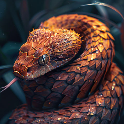 Copperhead snake shedding skin, in the style of Ashraful Arefin