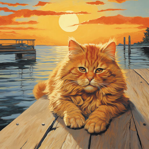 Louis Wain's cat lying on the dock