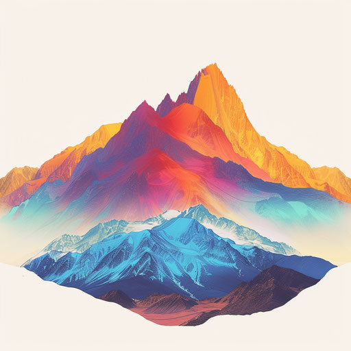 Realistic mountain silhouette on flat white background