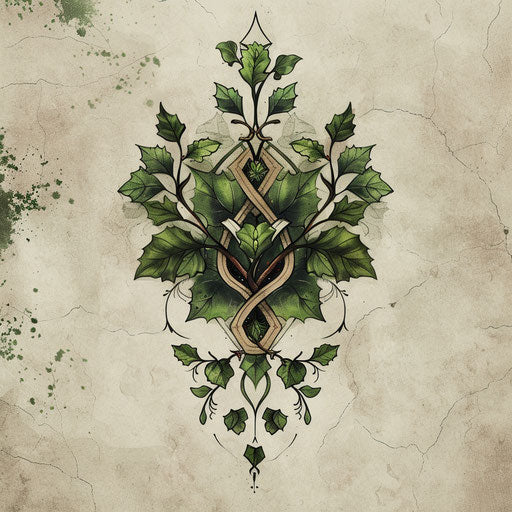 Flat tattoo sketch inspired by nature of a sigil for growth