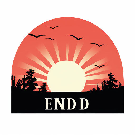 The end clipart in the style of Minimalist, on a white background