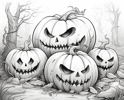 Halloween DIY coloring book with pumpkin prints